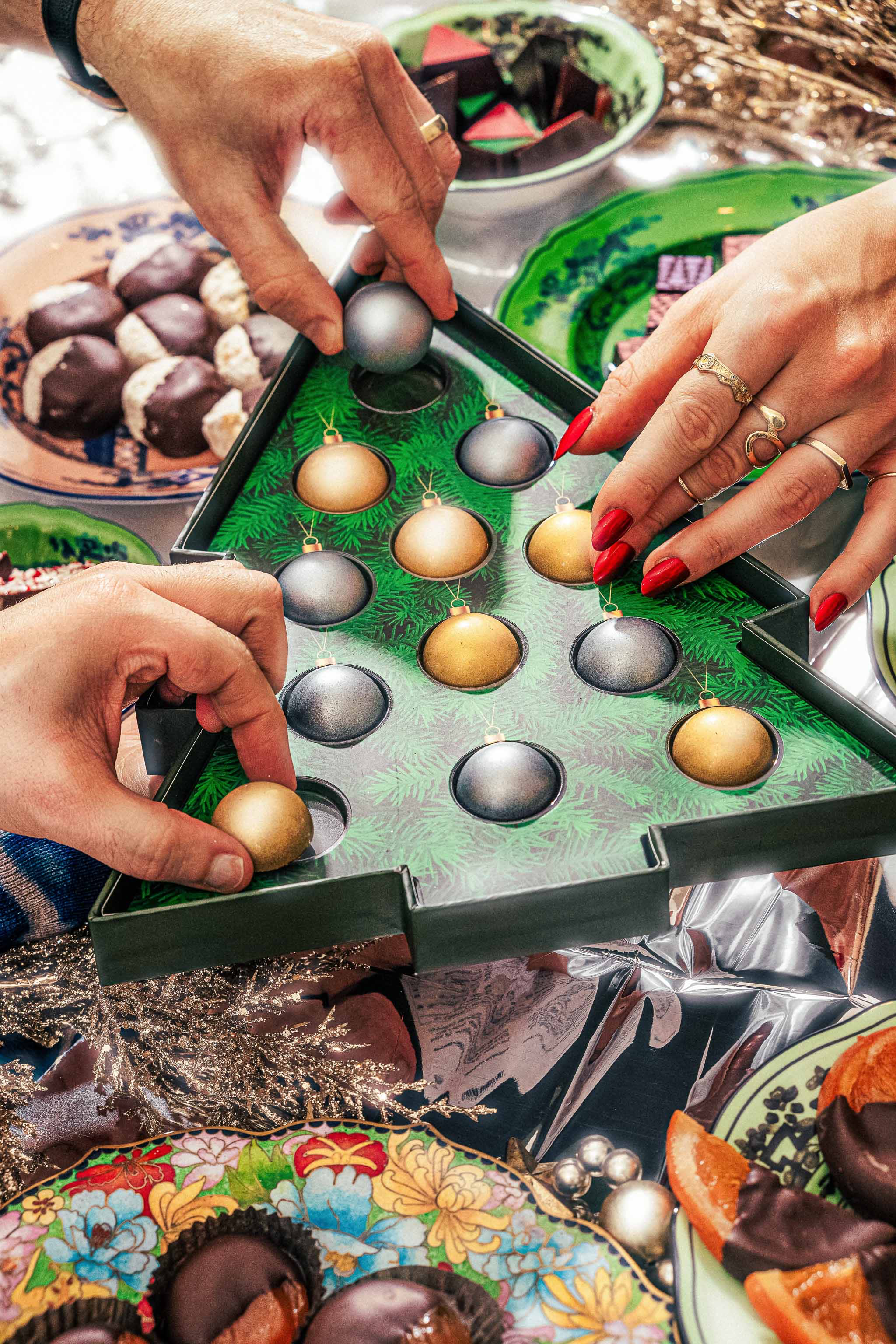 Chocolate Christmas Tree Gift Box with Edible Ornaments - Image 2