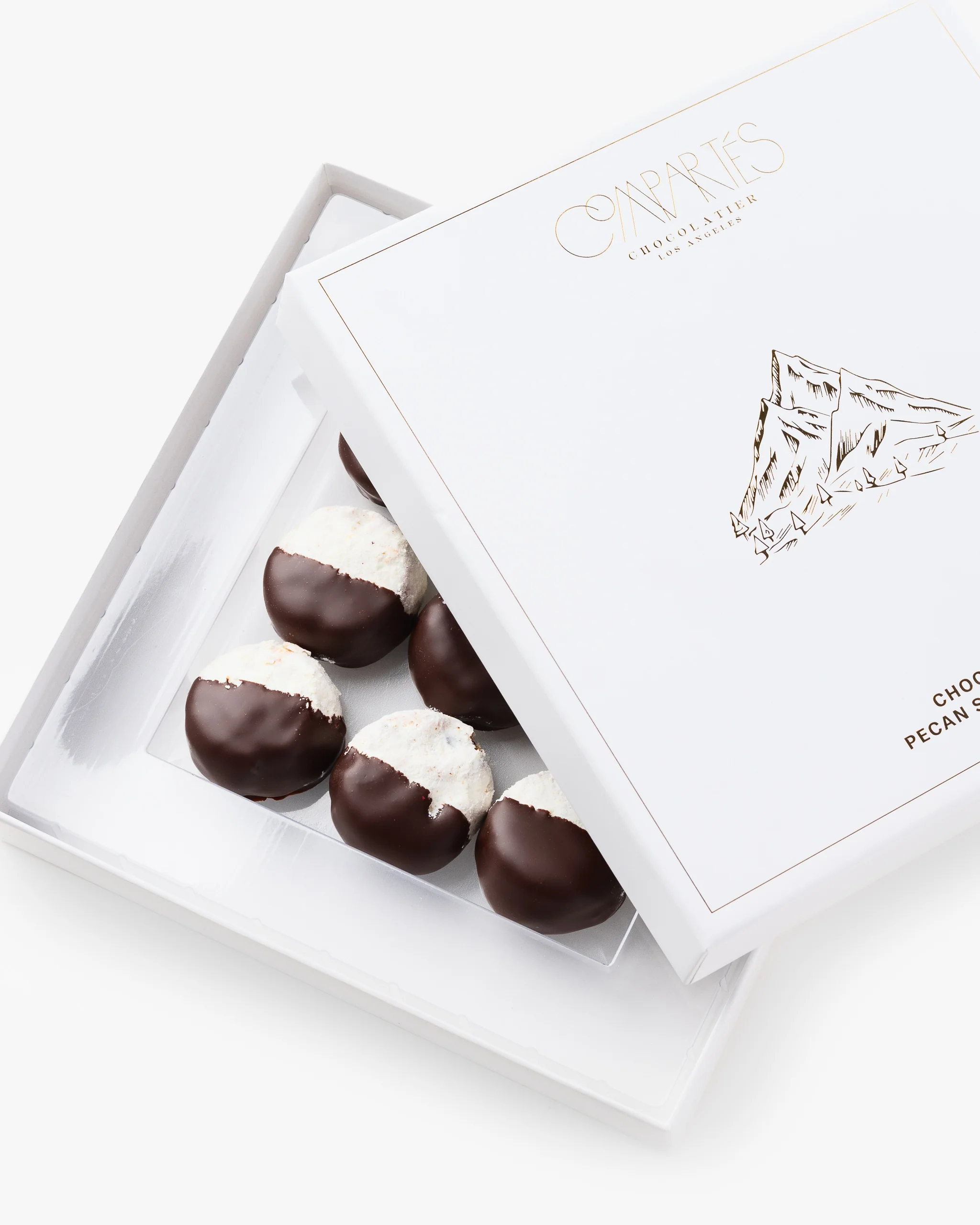 Chocolate Pecan Shortbread Cookies - White Gift Box - Image 2