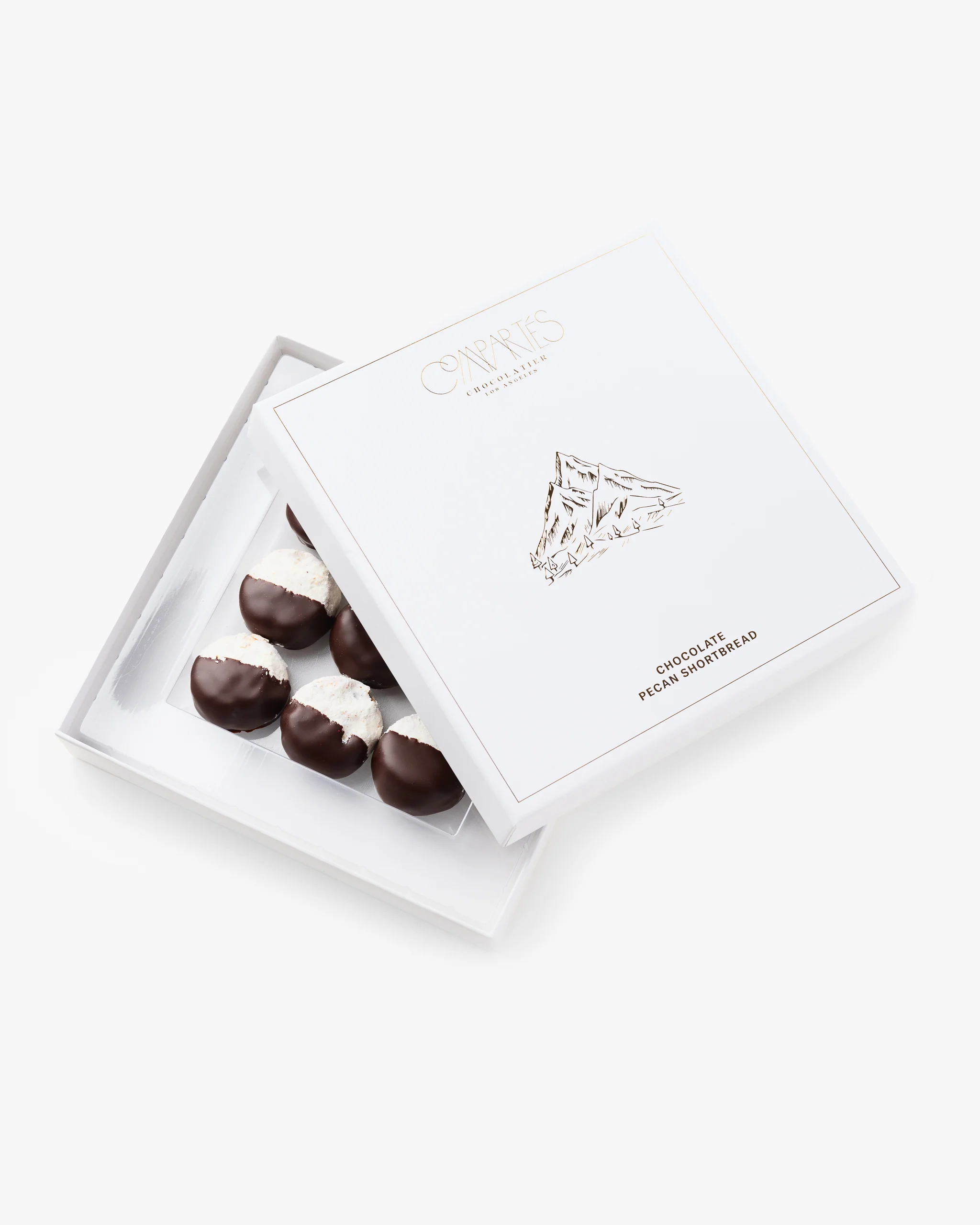 Chocolate Pecan Shortbread Cookies - White Gift Box - Image 3