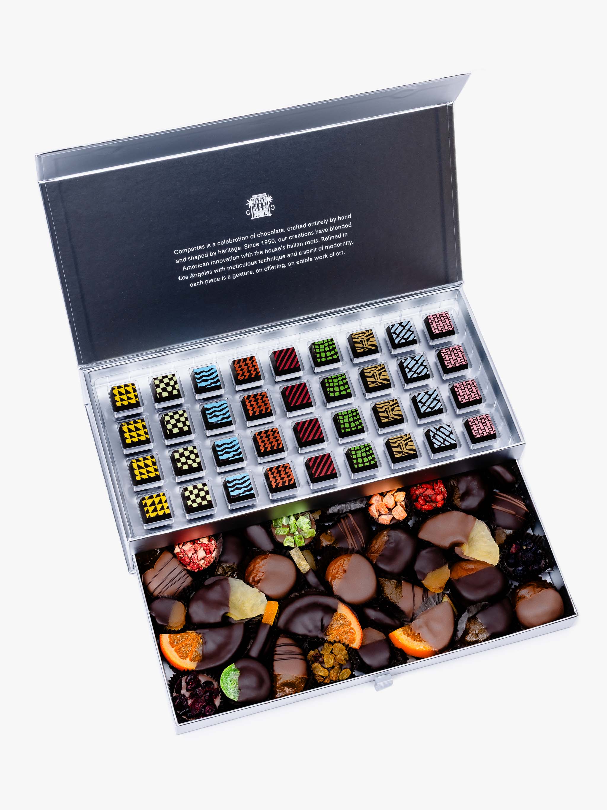 Stunning Silver Luxury Drawer Gift Box - Assorted Chocolates & Fruits - Image 2
